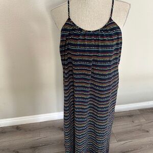 Merona Black Multicolor Striped Maxi Dress